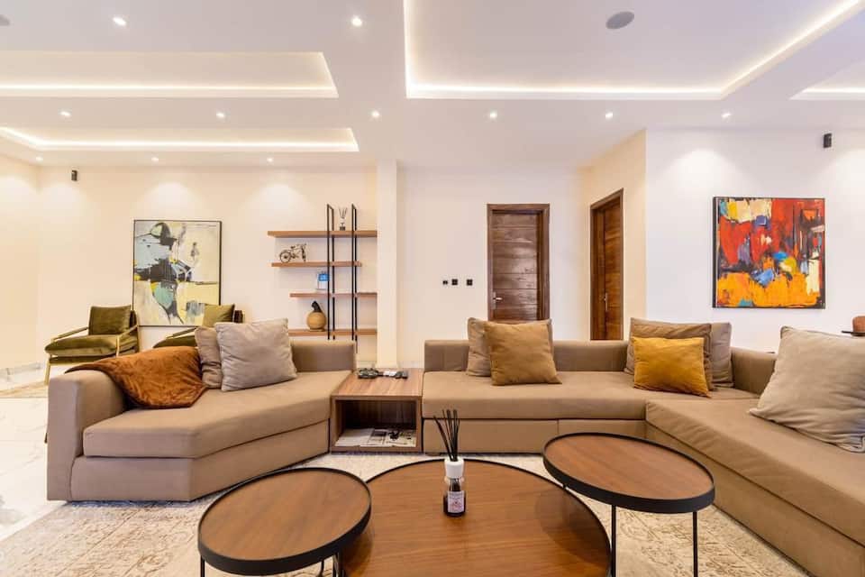 Clean and stylish Homely shortlet apartment living room with cozy décor — ideal for a profitable shortlet business in Nigeria